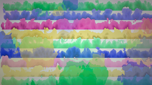 Abstract watercolor painting with colorful horizontal paint wash stripes and soft ink bleeds on textured paper