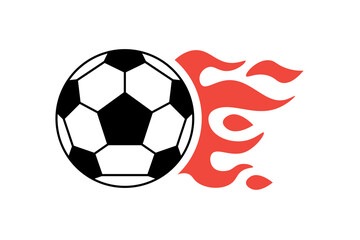 Fototapeta premium Minimal Soccer Ball with Flame Icon Featuring Fast Motion Symbol for Football, Sports, Championship, Tournament and Competition Design
