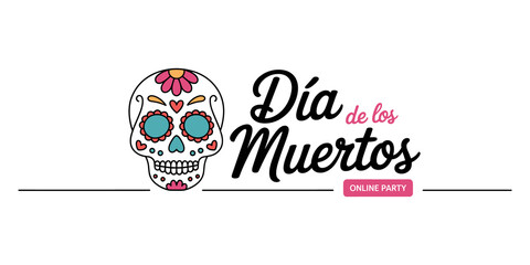 Day of the Dead, sugar skull, Dia de los Muertos, Mexican holiday, celebration, festive logo © GOBINDO