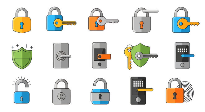 Security and Lock Vector Icon Set