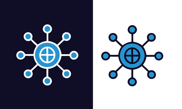 Decentralized Network and Data Hub Line Vector Icon