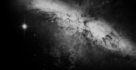 Grayscale cosmic astronomy spiral galaxy universe stars background  © ShadOw