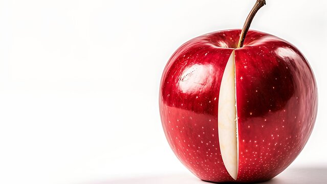 Red apple with a missing slice as a concept of tax deduction or loss of family income