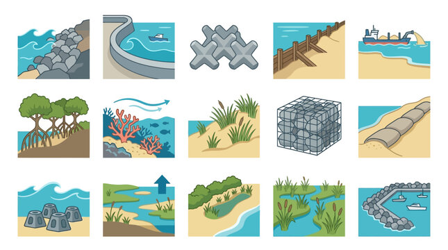 Modern Coastal Erosion Control Design with Rock Armor and Vegetation for Sustainable Shoreline Protection