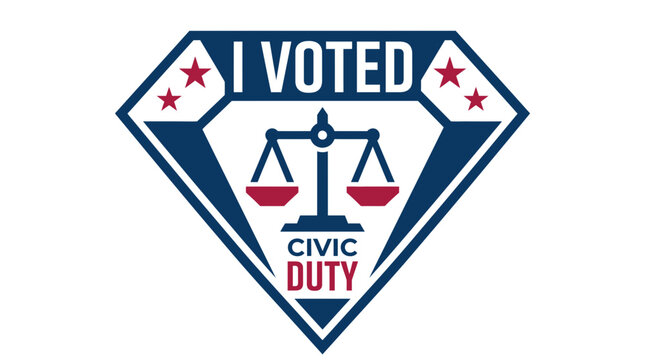 I Voted Civic Duty Sticker - Democracy and Voting Symbol