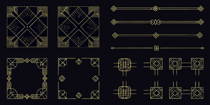 art deco borders and dividers vector ornamental