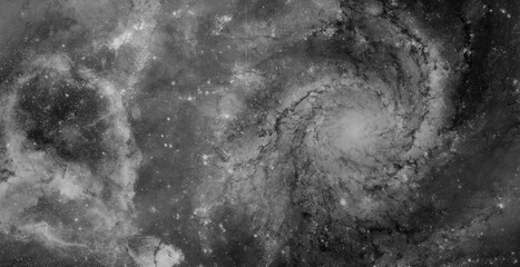 Grayscale Star Cluster and Nebula Formation for Science Fiction Background  © ShadOw