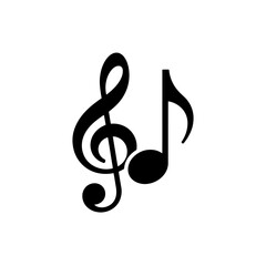 Fototapeta premium Minimalist musical clef and note symbol isolated on white background for design.