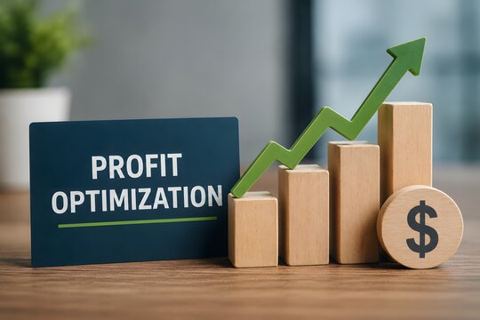 Profit optimization with rising graph and dollar sign for the concept of financial growth.