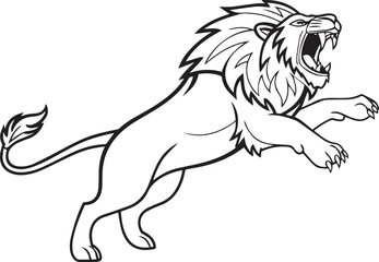 Obraz premium Roaring Lion Cartoon Illustration