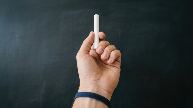 Hand holding white eraser, emphasizing importance of education in classroom setting
