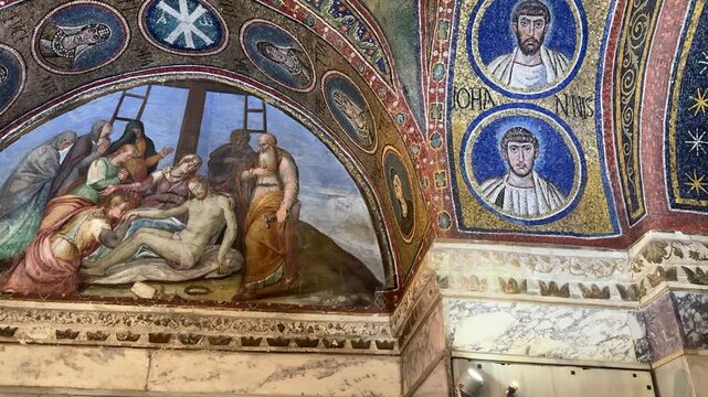 Interior of the Mausoleum of Galla Placidia in Ravenna, Italy
