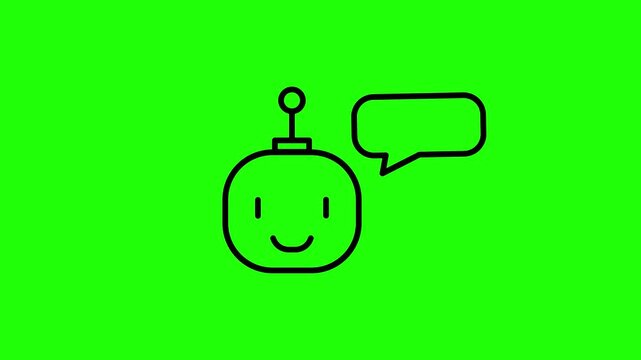 Chatbot typing icon looping animation on green background

