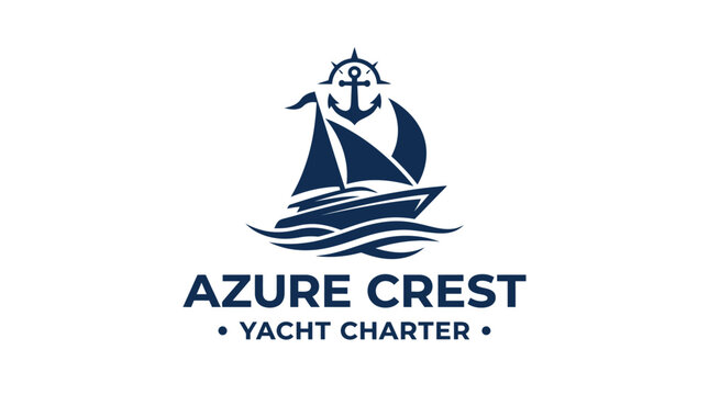 Yacht charter logo with sailboat and anchor icon.