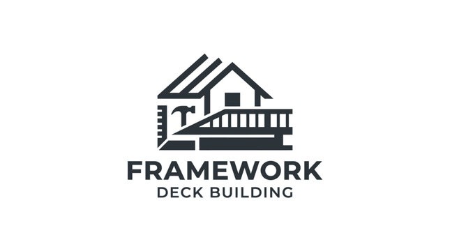 Construction logo for framework and deck building services.