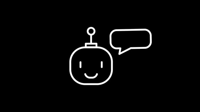 Chatbot typing icon looping animation on black background
