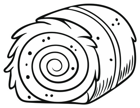Rolled Hay Bale Outline Drawing For Agricultural And Farm Related Designs