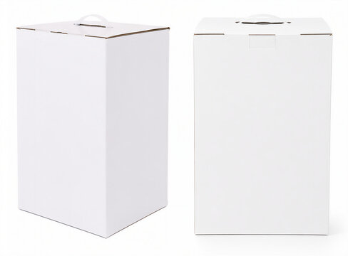 Cardboard bag box with plastic handles mockup