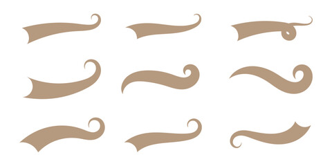 Swoosh and swash typography tails shape. Baseball swoosh text tails in retro style. Sporty underline swash strokes for vintage typography and font design. swooshes text tails for baseball design.  © Gemivector5