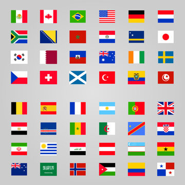 National Country Flags Collection for Football Tournament and International Sports Events
