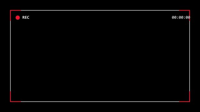 Digital camera recording overlay with rec indicator and timecode for cinematic production and editing projects animation 4k
