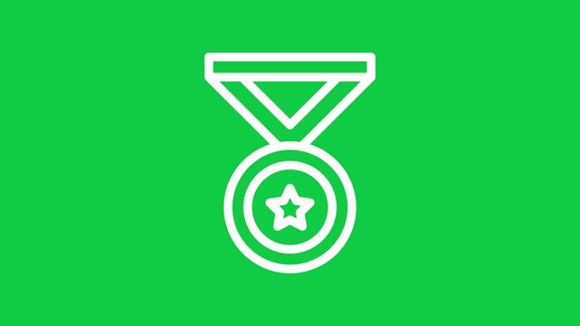 Animated award medal outline icon on green chroma background