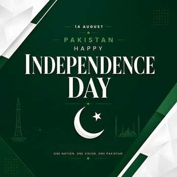 Happy independence day pakistan 14 august with landmarks graphic design.
