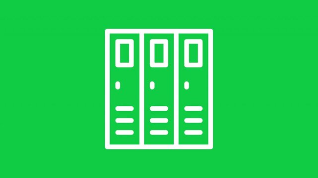 Animated filing cabinet outline icon on green chroma background