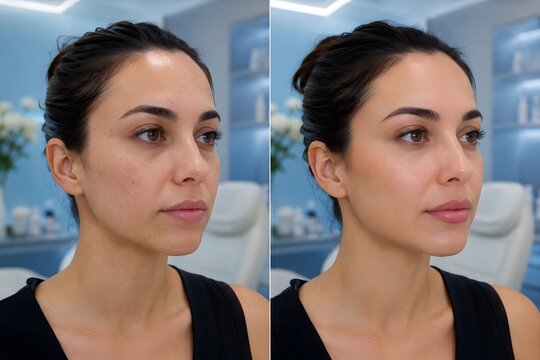 PRF Facial Rejuvenation Before and After, Hyper Realistic Skin Regeneration Treatment in Luxury Aesthetic Clinic