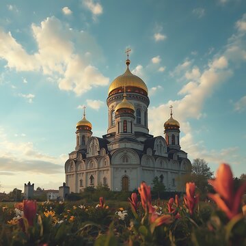 Historic Cathedral at Sunrise for Saints Cyril and Methodius Day Celebration