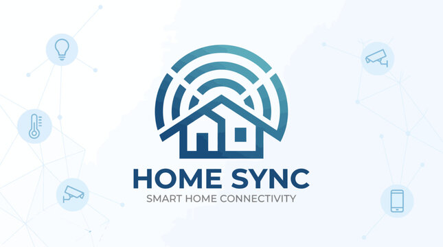 Home Sync Logo with Smart Home Connectivity Design.