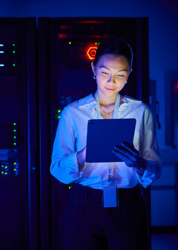 Female Technology Engineer Monitoring Enterprise Servers