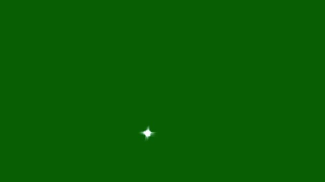 2D glitter star sparkle animation on chroma key green screen background. magic line dust, pixie dust path, cartoon glitter, white stars and bokeh lights sparkle transition. 4k video