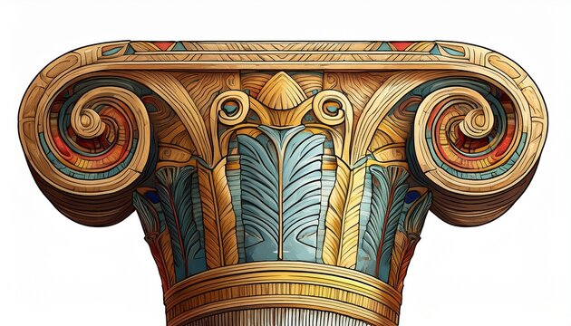decorative ancient egyptian column isolated on white