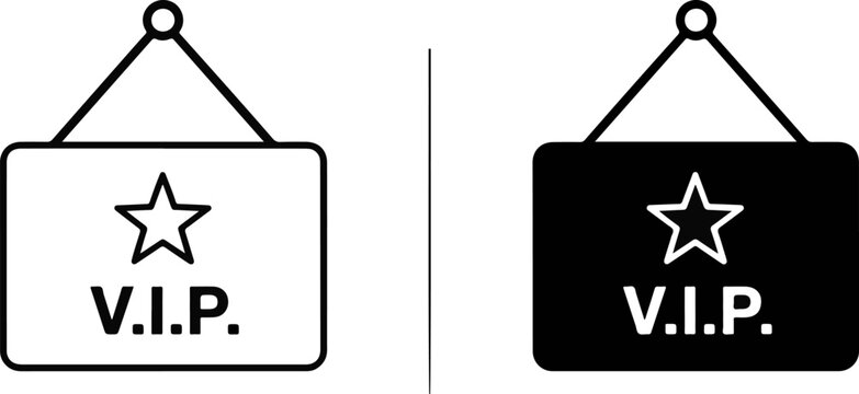 Vip exclusive access tag icon set with exclusive membership silhouette template identity importance priority identification