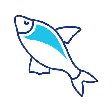 Blicca fish icon. Wildlife and bream line symbol. Color.