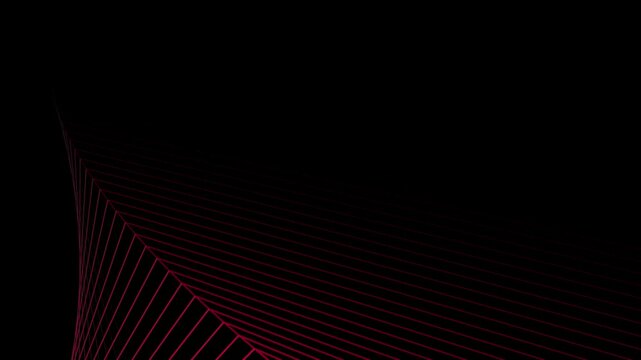 Geometric wireframe lines glowing in deep magenta and black.  Abstract digital design serves as a modern technology presentation background and corporate motion graphic element