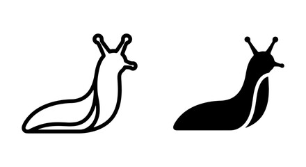 Simple Slug Icons, Outline and Silhouette, Gastropod Vector Graphics, Garden Pest and Mollusk Art © Rakib