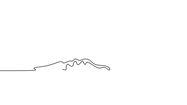 Ocean Wave Continuous Line Drawing Animation for Coastal Beauty Video