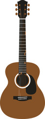 Obraz premium Brown acoustic guitar, musical instrument, vector illustration, guitar icon, music symbol