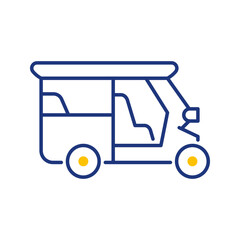 Fototapeta premium Auto rickshaw icon. Transport and three wheeler line symbol. Color.