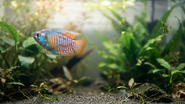 dwarf gourami underwater close up in kerala india freshwater aquarium video