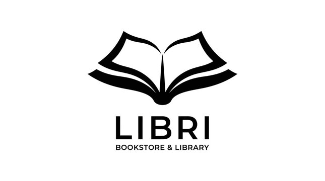 Open Book Logo for Bookstore and Library Branding.