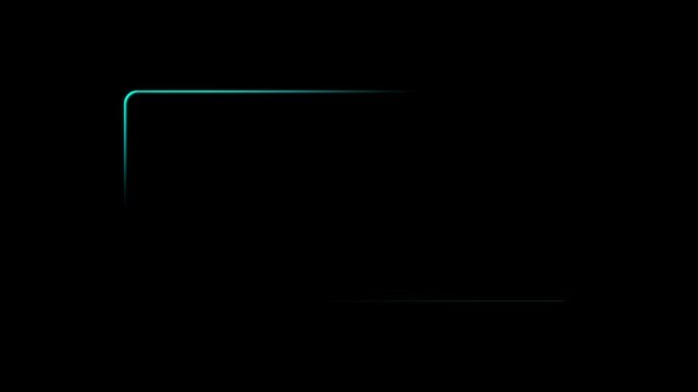 Neon cyan glowing border frame animation with smooth light motion on black background