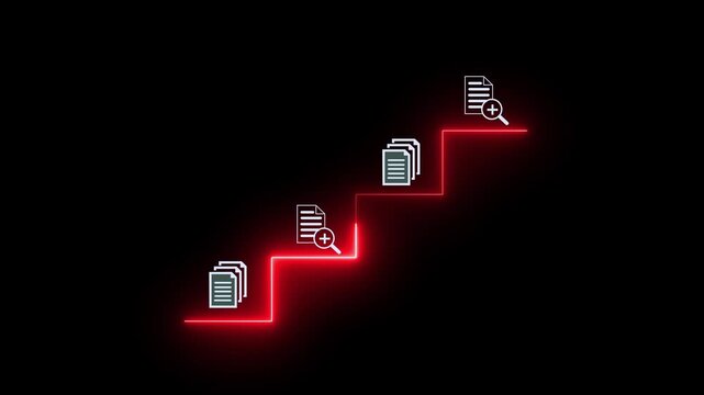 Businesswoman working on virtual screen animation. Online documentation database, IT consultant being set up Virtual Document Management System with a laptop, document icon symbol