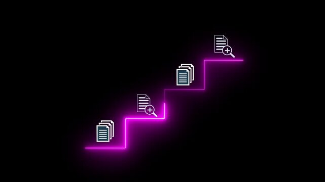 Businesswoman working on virtual screen animation. Online documentation database, IT consultant being set up Virtual Document Management System with a laptop, document icon symbol