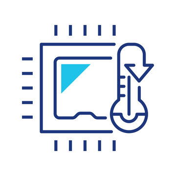 Processor cooling icon. Industry and cpu cooling line symbol. Color.