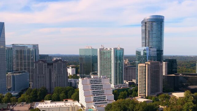 Atlanta, Georgia urban landscape with Buckhead uptown corporate and residential buildings in business financial downtown district. Advanced metropolitan development concept.