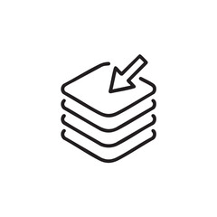Obraz premium black vector icon of a stack with an arrow pointing down