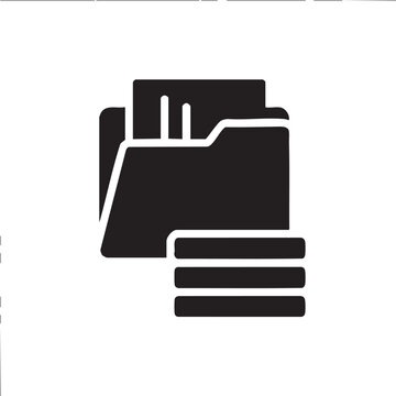 black vector icon of a file folder with tabs